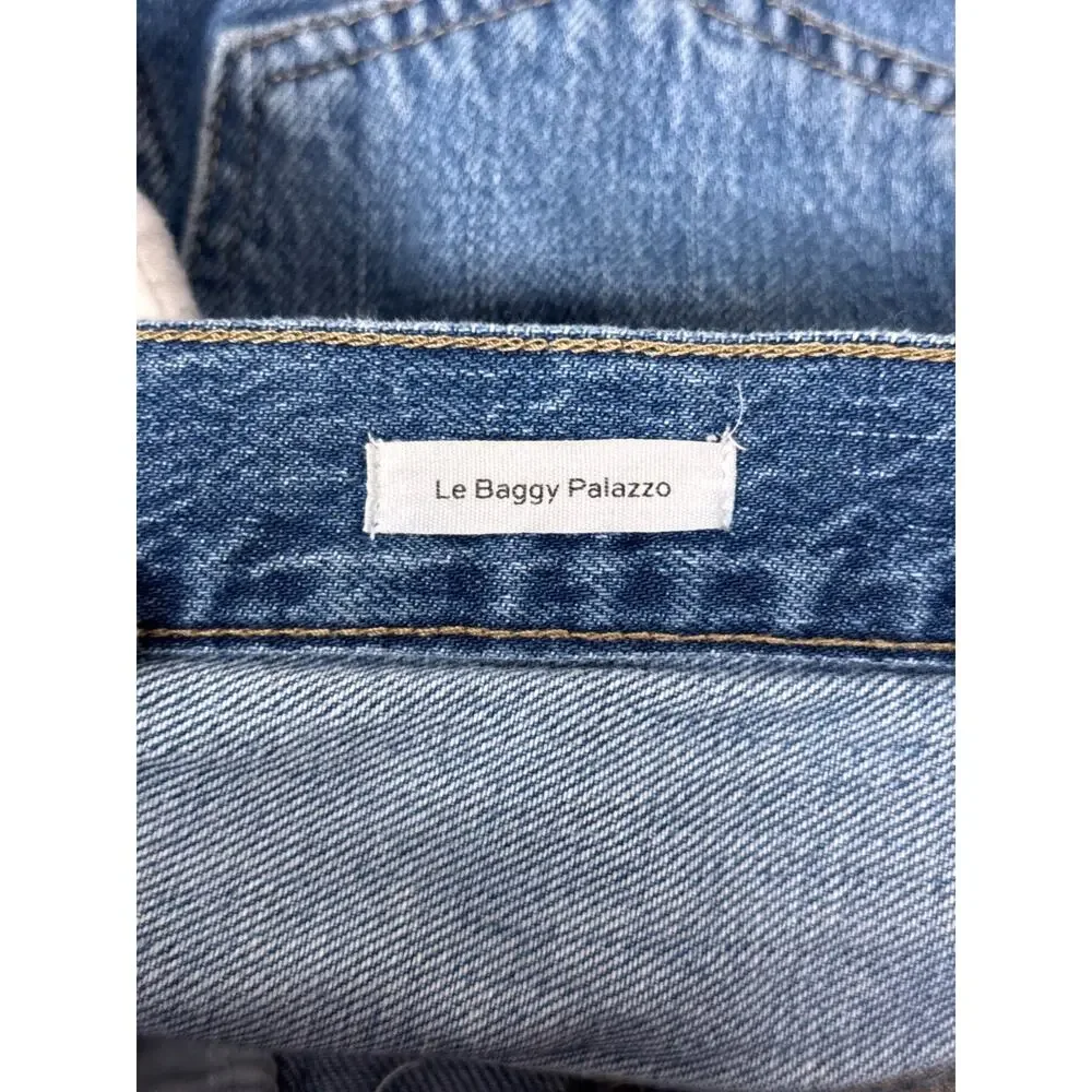 Frame Jeans 27 Womens Le Baggy Palazzo Cropped Raw Hem In Seafarer Wash - Picture 7 of 8